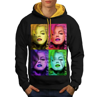 Buy Wellcoda Marilyn Mens Contrast Hoodie, Famous Icon Casual Jumper • 32.99£