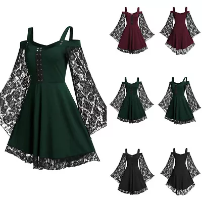 Buy Halloween Women Medieval Gothic Witch Renaissance Dress Adult Cosplay Costume UK • 4.09£
