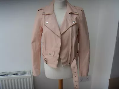 Buy Misguided Pink Leather Look Biker Jacket Size 8 • 5£