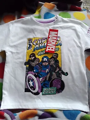 Buy Marvel Captain America Boys 2-3 Years White T-Shirt • 3£