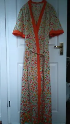 Buy True Vintage House Coat Dressing Gown, Floral Robe , Kimono Style Size Small • 15£