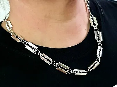 Buy Razor Blade Necklace Pendant Chain Choker Unisex Punk Rock Emo Boho Jewellery Uk • 4.98£