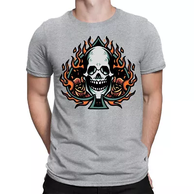 Buy Flaming Skull Tattoo Fire Flames Biker Rock Tattooed Mens Womens T-Shirts #BAL • 3.99£