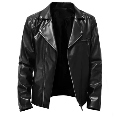 Buy Fashion Streetwear Red And Black Men's Motorcycle Jacket In PU Leather • 50.65£