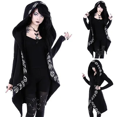 Buy Women Moon Gothic Hoodie Sweatshirt Long Sleeve Pullover Loose Jumper Hooded Top • 14.24£