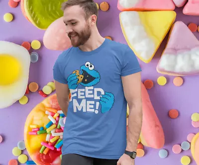 Buy Men's Cookie Monster FEED ME T Shirt XS S M L XL XXL New Cartoon Gift Top • 19.99£