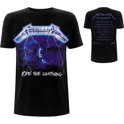 Buy Metallica Official Ride The Lightning Mens Black T-Shirt Back Print Tour Dates • 13.95£