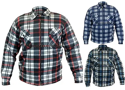 Buy EX STORE Mens Quilted Fleece LINED Lumber Jackets Shirt Sherpa Flannel Warm Work • 12.99£