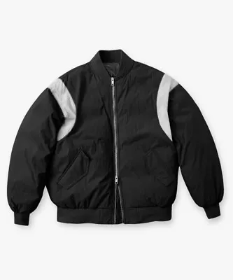 Buy New LAFUDGESTORE Holofiber Varsity Puffer Jacket Black Size M Korean Musinsa • 60£