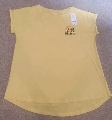 Buy New F&F T-Shirt Slogan  Let Love Shine” Yellow T-shirt 100% Cotton Size 18 • 5.49£