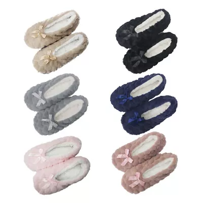Buy Ladies Heart Pattern Soft And Warm Ballet Style Slippers, Faux Fur Home Shoes • 5.95£