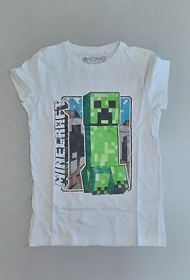 Buy Boys NEXT 100% Cotton White Minecraft Creeper T-Shirt Age 9 Years • 8.99£