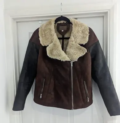 Buy Women's River Island Brown Faux Leather Aviator Jacket - Size 12 • 27.99£