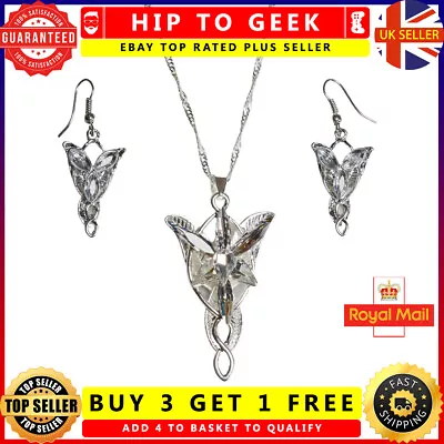 Buy Lord Of The Rings Silver Evenstar Necklace & Earrings Hobbit Lotr Arwen Set  • 7.99£