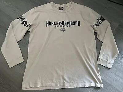 Buy Harley Davidson Mens Beige West Coast Glasgow Long Sleeve T-Shirt - Size XL • 24.99£