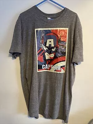 Buy Captain America T Shirt Silkscreen Print Grey Threadfast Apparel Size Large • 20£
