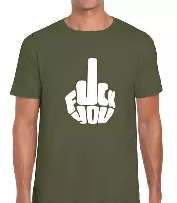 Buy Middle Finger Fu*k You Mens T Shirt Top Funny Rude Joke Design Sarcastic Comedy • 8.99£