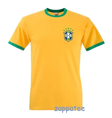 Buy BRASIL Ringer T Shirt. Slim Fitting Brazil Soccer Football Inspired Tee S To 3XL • 10.80£