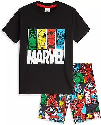 Buy Marvel Boys Teenagers 2 Piece Short Pyjamas, Iron Man Captain America Hulk Thor • 12.49£