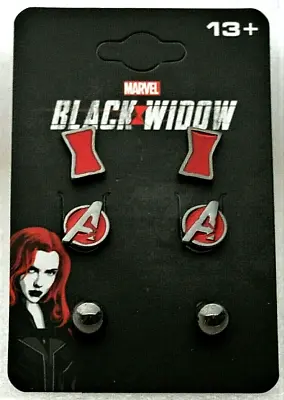 Buy Marvel Avengers Black Widow Logo 3 Pair Earring Set New NOS MOC • 13.48£