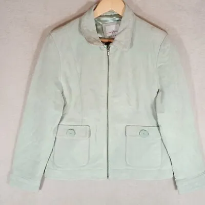 Buy Papaya Leather Coat Jacket Ladies Genuine Quality Suede Mint Green Size 16 • 24.99£