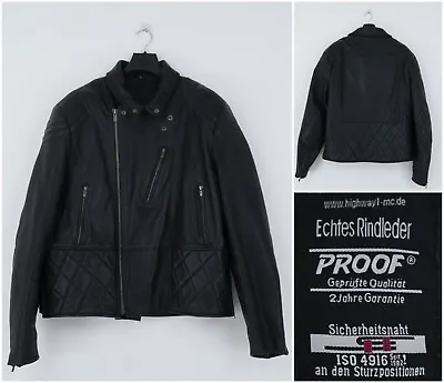 Buy Mens Racer Biker Leather Jacket Genuine XL Size HIGHWAY PROOF Black Padded • 152.99£