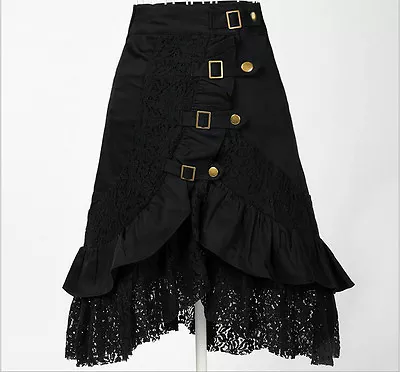 Buy Women Punk Gypsy Hippie Goth Party Club Wear Lace Black Skirt Vintage Clothing • 20.54£