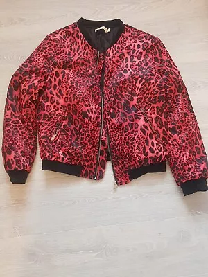Buy **bargain**  Ladies Red Animal Print Bommer Jacket - Size Large • 18£