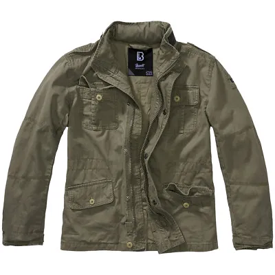Buy Brandit Kids Britannia Jacket Weatherproof Cotton Vintage Coat Hooded Olive • 74.95£