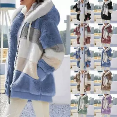 Buy Womens Teddy Bear Fleece Fluffy Hooded Coat Ladies Hoodies Jacket Zip UpOutwear • 26.27£