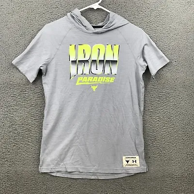Buy Under Amour Shirt Youth Boys Large Gray The Rock Iron Graphic Hoodie 35279 • 13.45£