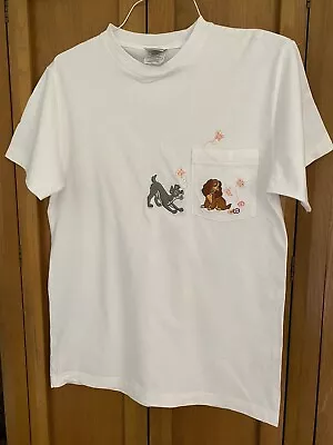 Buy Vintage Disney Store LADY And The TRAMP Embroidered Cotton T Shirt Sz Medium • 37.79£