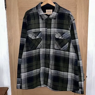 Buy Boston Traders Flannel Coat Fleece Lined Plaid Lumberjack Shirt Khaki Navy XXL • 1.31£