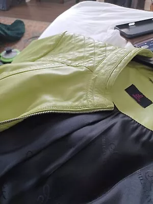 Buy Emilia Lay Lime Green Leather Jacket Size 28 Or 30 • 69.99£