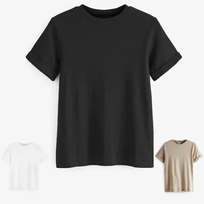 Buy Ladies Next Plain 100% Cotton Short Sleeve T-Shirt Sizes 6 - 26 CURRENT LINE • 9.99£