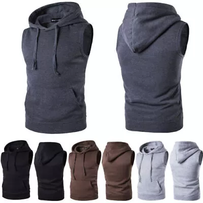 Buy Mens Sleeveless Hoodie Sweatshirt Casual Gym Sport Tank Tops Gilet Vest Shirt UK • 12.11£