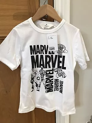 Buy H&M White Marvel T Shirt Age 4-6 Years New With Tags • 3.99£