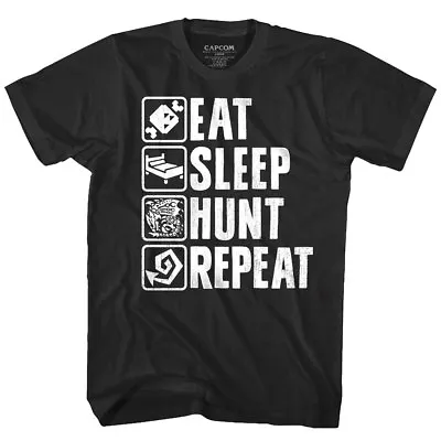 Buy Monster Hunter Eat Sleep HUNT Repeat Mens T Shirt Funny RPG Vintage Gamer Capcom • 23.15£