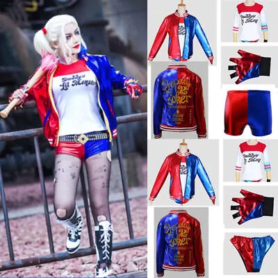 Buy 4Pcs New Womens Suicide Squad Harley Quinn Cosplay Costume Outfits Fancy Dress X • 28.93£