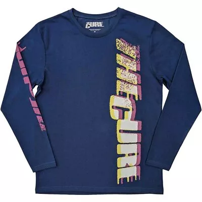 Buy The Cure 'Glitched Logo' Blue Long Sleeve T Shirt - NEW OFFICIAL • 21.99£
