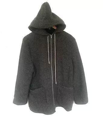 Buy 1990s Men’s Vintage Jacket Wool Grey Hood Urban Casual Winter Medium Chest 40 • 23.99£