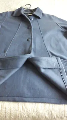 Buy DAMART Blue Soft Fleece Unlined Long Line Jacket/House Coat With Pockets Size L • 8.49£