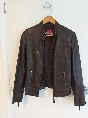 Buy Cuir Brown Leather Outershell Biker Jacket 8/10 Uk • 80£