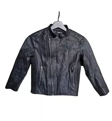 Buy Fashion Child Kids Faux Leather Black Jacket Boys Full Zip Size 8 Years • 11.99£