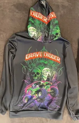 Buy Boys Grave Digger Monster Truck Hoodie Size Medium Double Sided • 23.74£