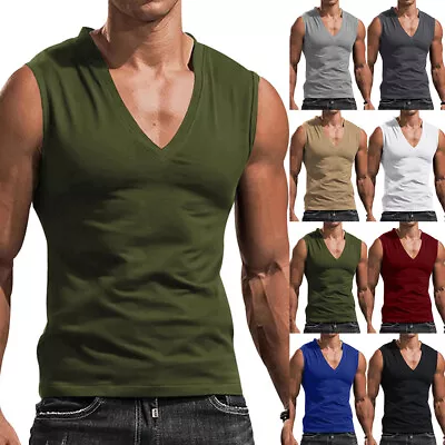 Buy Mens Fitness Bodybuilding Tank Tops Solid Muscle Workout Vest Gym Sport T Shirt • 3.99£