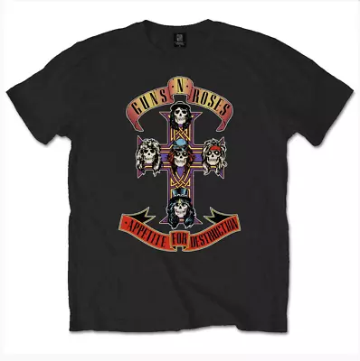 Buy Guns N' Roses Unisex T-Shirt, Appetite For Destruction Black Guns N Roses Tee • 16.99£