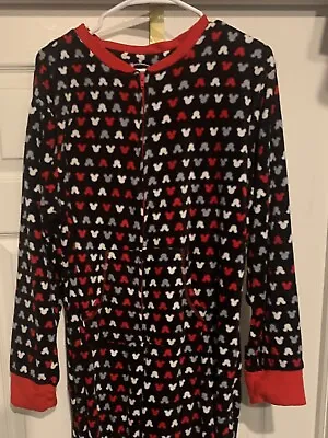 Buy Disney Mickey Mouse One Piece Bodysuit Footed Sleeper Pajamas Adult Size L 12-14 • 17.66£