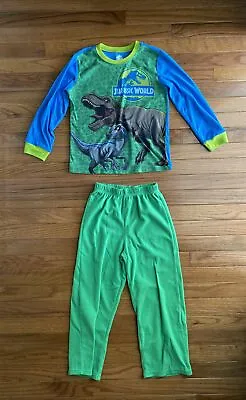 Buy Boys JURASSIC WORLD Blue Green T-Rex Velociraptor Dinosaur Pajamas Set Size 8 • 11.05£