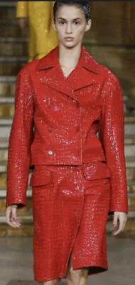 Buy Sies Marjan Croc Effect Leather Jacket Red Size Zero New With Tags • 158.10£